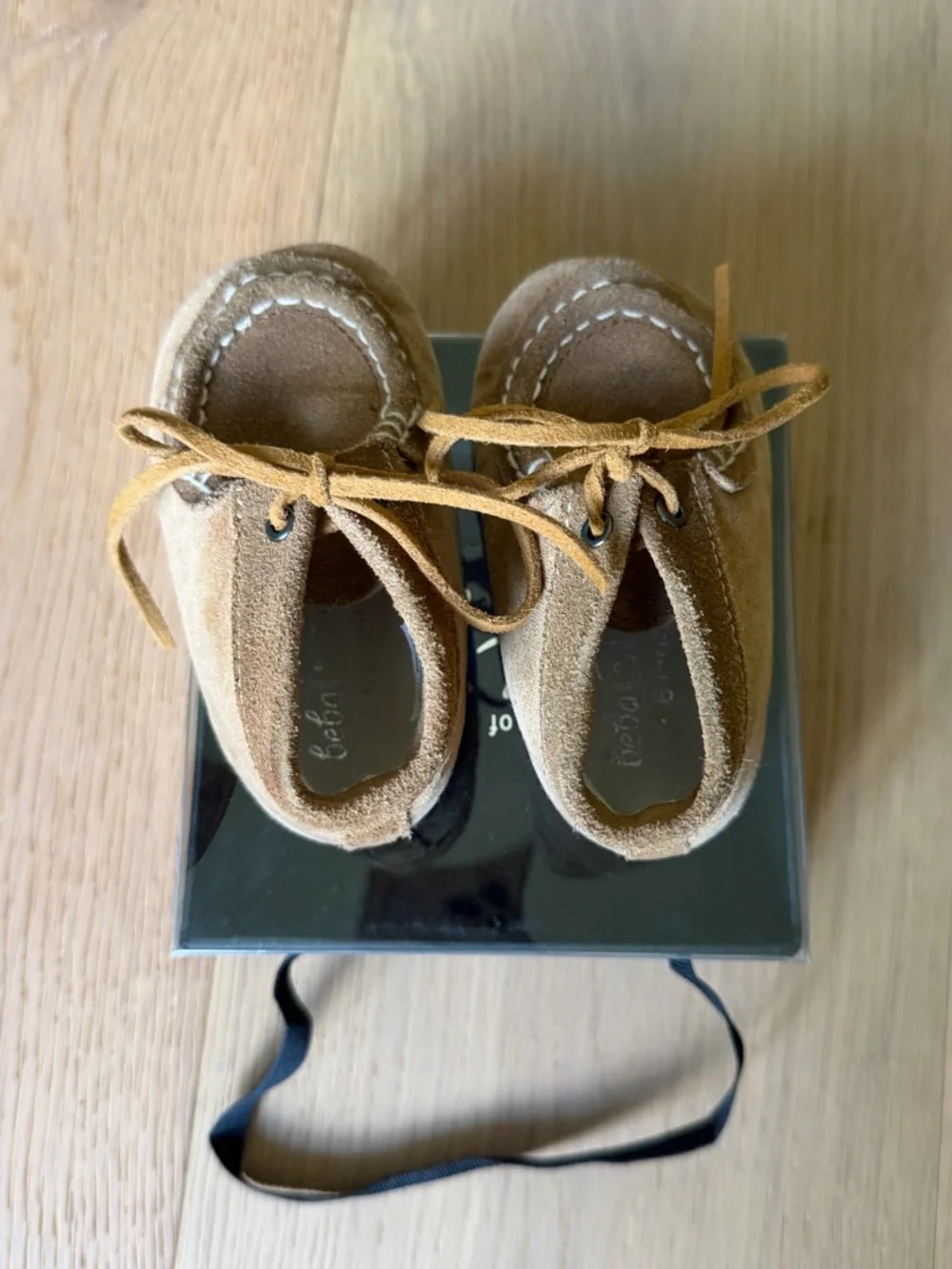 Toddler Suede Moccasin Shoes in Tan - Soft Lace-Up